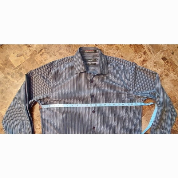 Forsyth mens blue stripe dress shirt, neck size 16, GUC - Picture 4 of 6